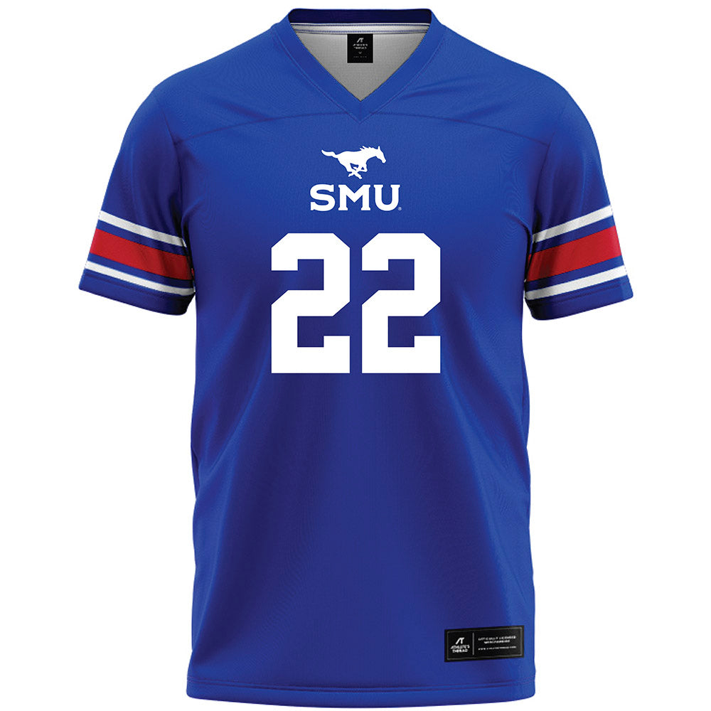 SMU - NCAA Football : Sael Reyes - Blue Premium Football Jersey-0