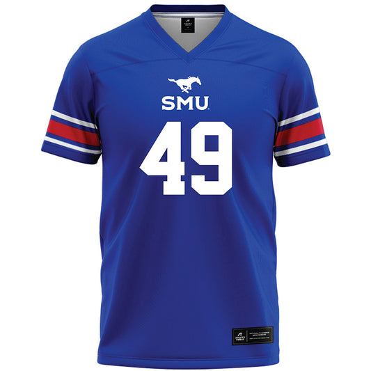 SMU - NCAA Football : nolan Akins - Blue Premium Football Jersey-0