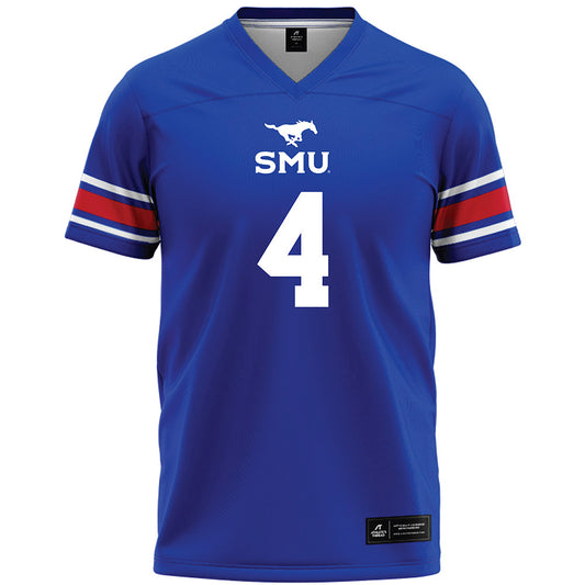 SMU - NCAA Football : Link Rhodes - Blue Premium Football Jersey-0