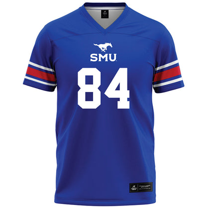 SMU - NCAA Football : Tripp Riordan - Blue Premium Football Jersey-0
