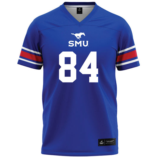 SMU - NCAA Football : Tripp Riordan - Blue Premium Football Jersey-0