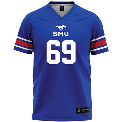 SMU - NCAA Football : Nate Anderson - Blue Premium Football Jersey-0