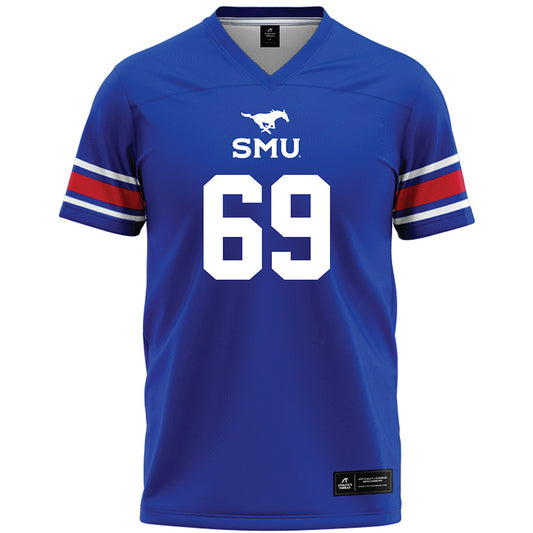 SMU - NCAA Football : Nate Anderson - Blue Premium Football Jersey-0