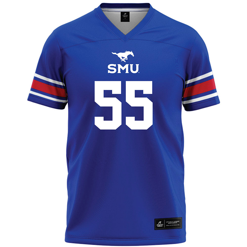 SMU - NCAA Football : Woo Spencer - Blue Premium Football Jersey-0