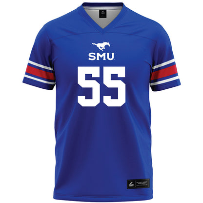 SMU - NCAA Football : Woo Spencer - Blue Premium Football Jersey-0