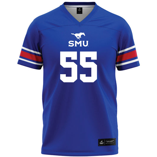 SMU - NCAA Football : Woo Spencer - Blue Premium Football Jersey-0