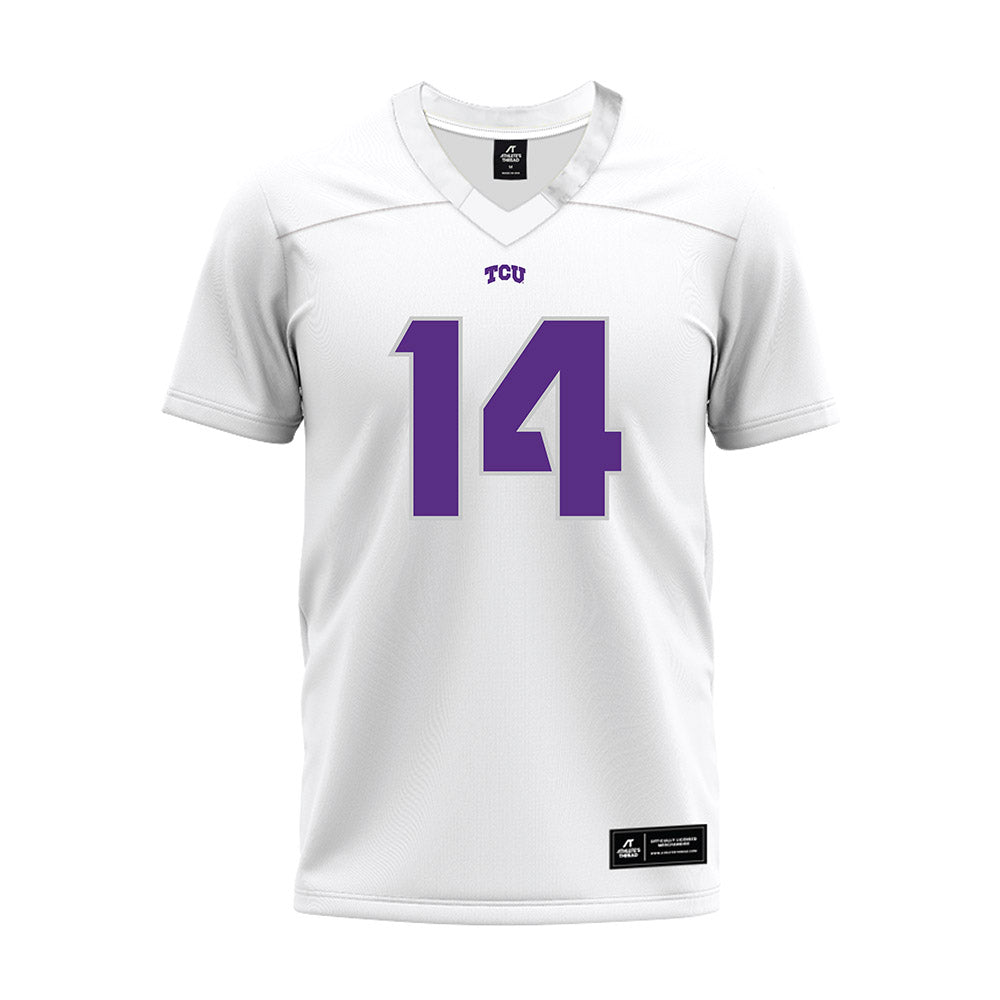 TCU - NCAA Football : John Schobel - White Premium Football Jersey-0