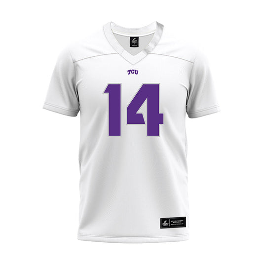 TCU - NCAA Football : John Schobel - White Premium Football Jersey-0