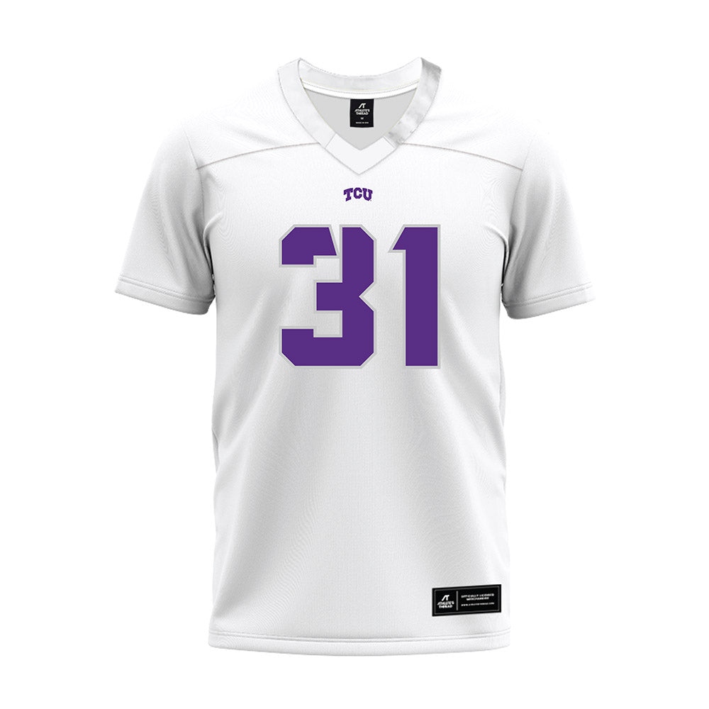 TCU - NCAA Football : Ethan Craw - White Premium Football Jersey-0