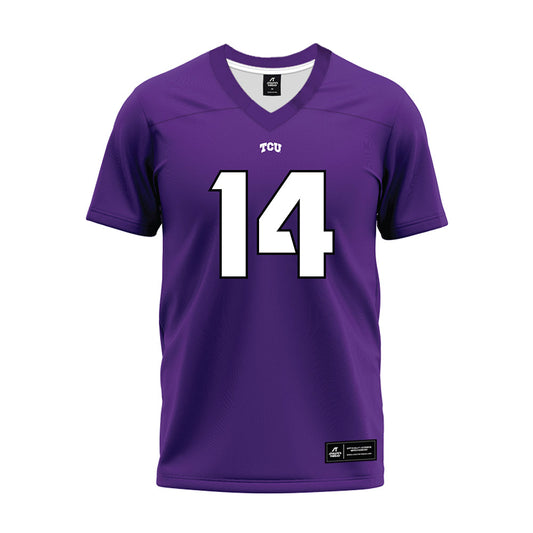 TCU - NCAA Football : John Schobel - Purple Premium Football Jersey-0