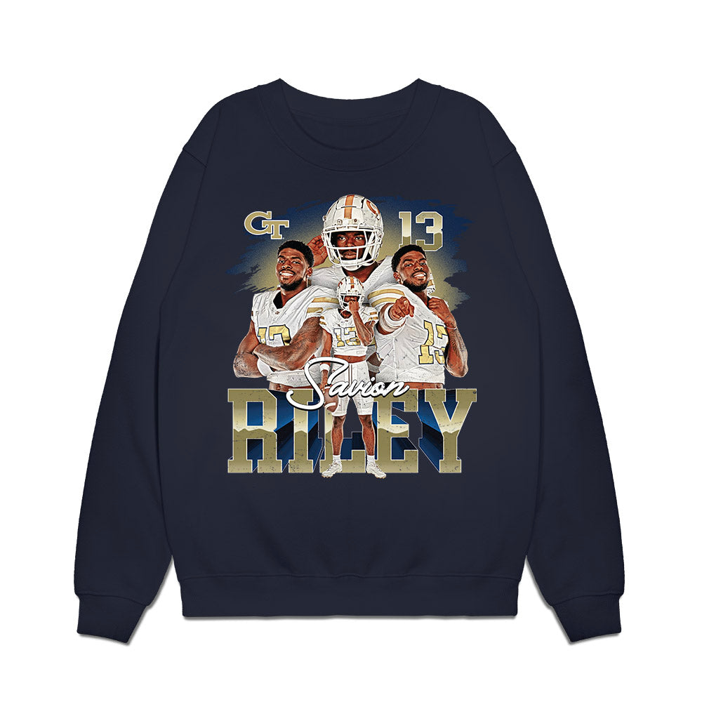 Georgia Tech - NCAA Football : Savion Riley - Collage Premium Crewneck Sweatshirt-0