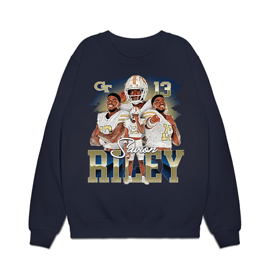 Georgia Tech - NCAA Football : Savion Riley - Collage Premium Crewneck Sweatshirt-0