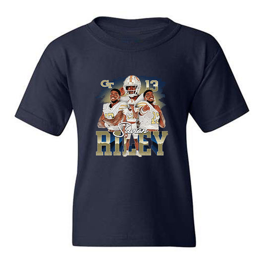 Georgia Tech - NCAA Football : Savion Riley - Collage Youth T-Shirt-0