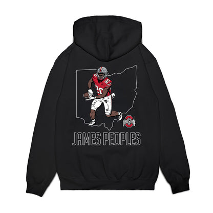 Ohio State - NCAA Football : James Peoples - Caricature Premium Hooded Sweatshirt-1