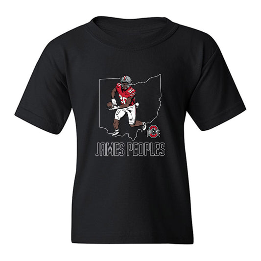 Ohio State - NCAA Football : James Peoples - Caricature Youth T-Shirt-0