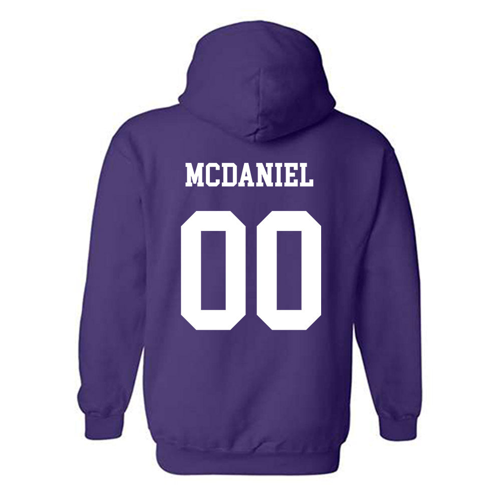 JMU - NCAA Women's Basketball : Peyton McDaniel - Vintage Dukes Hooded Sweatshirt-1