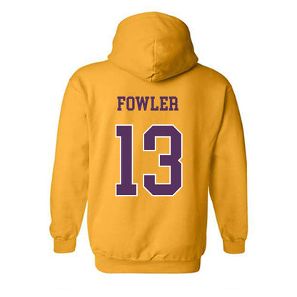 JMU - NCAA Men's Basketball : Preston Fowler - Vintage Dukes Hooded Sweatshirt-1