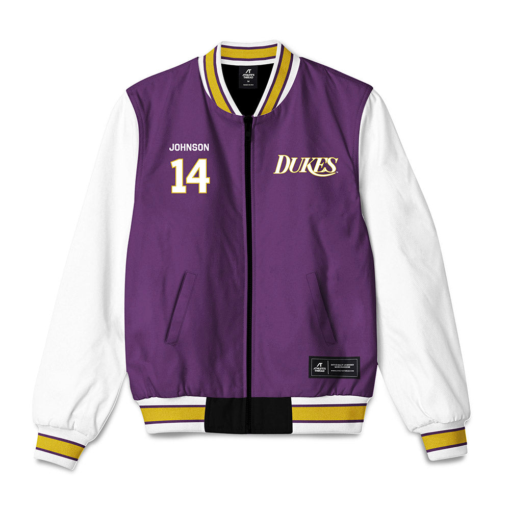 JMU - NCAA Softball : Taylor Johnson - Vintage Dukes Bomber Jacket-0