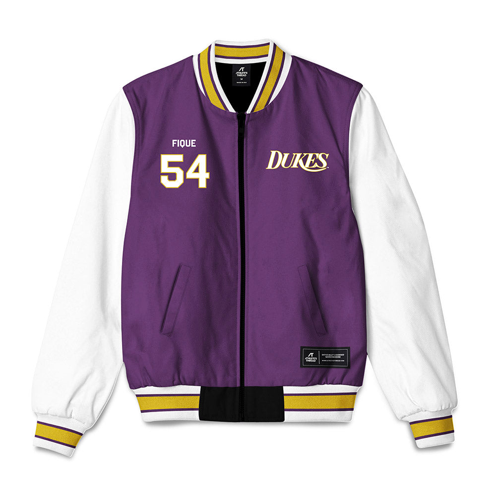 JMU - NCAA Football : Brandon Fique - Vintage Dukes Bomber Jacket-0
