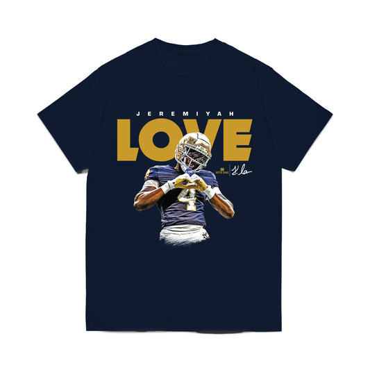Notre Dame - NCAA Football : Jeremiyah Love - Heart Graphic Comfort Colors T-Shirt-0