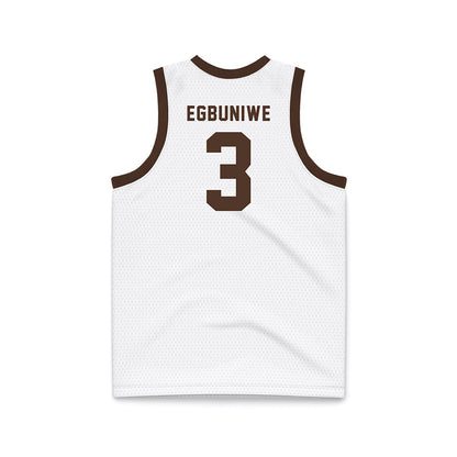 St. Bonaventure - NCAA Men's Basketball : Daniel Egbuniwe - White Basketball Jersey-1