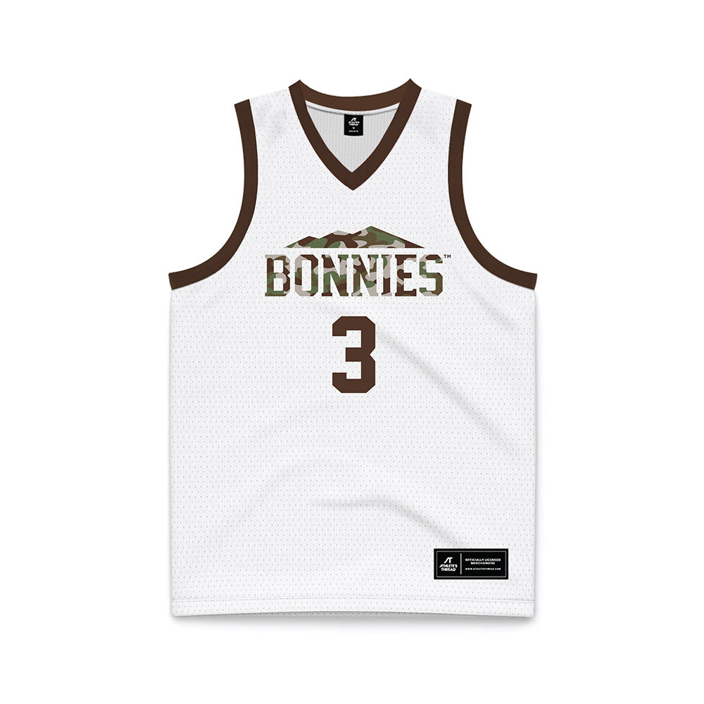 St. Bonaventure - NCAA Men's Basketball : Daniel Egbuniwe - White Basketball Jersey-0