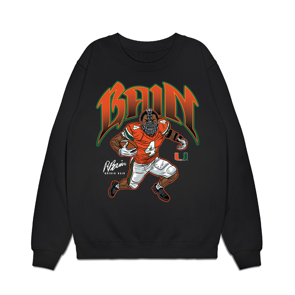 Miami - NCAA Football : Rueben Bain Jr. - Bane Caricature Premium Crewneck Sweatshirt-0