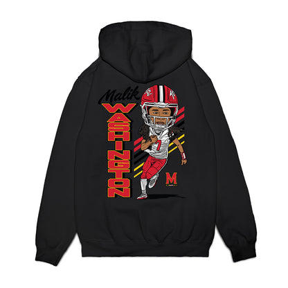 Maryland - NCAA Football : Malik Washington - Caricature Premium Hooded Sweatshirt-1