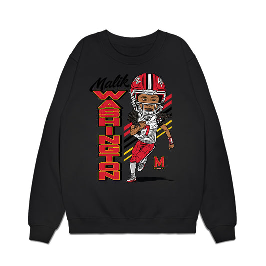 Maryland - NCAA Football : Malik Washington - Caricature Premium Crewneck Sweatshirt-0
