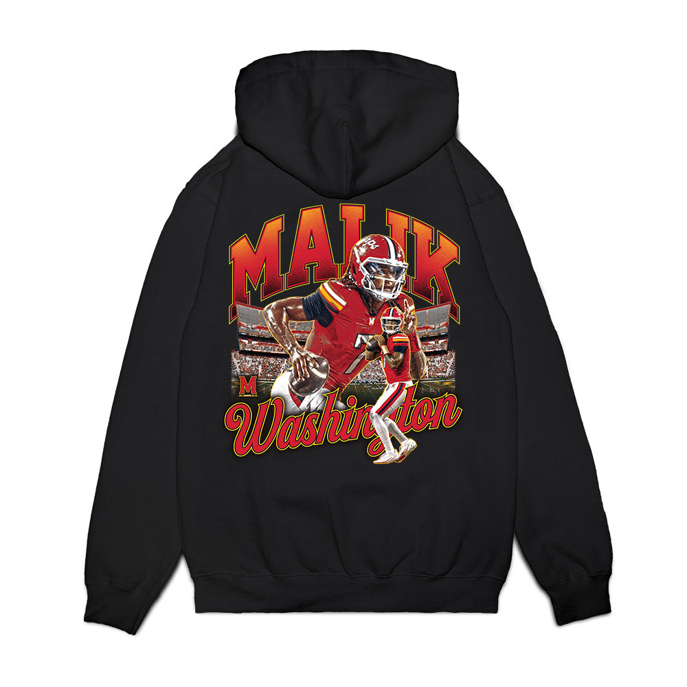 Maryland - NCAA Football : Malik Washington - Collage Premium Hooded Sweatshirt-1