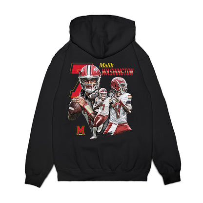 Maryland - NCAA Football : Malik Washington - Collage Premium Hooded Sweatshirt-1