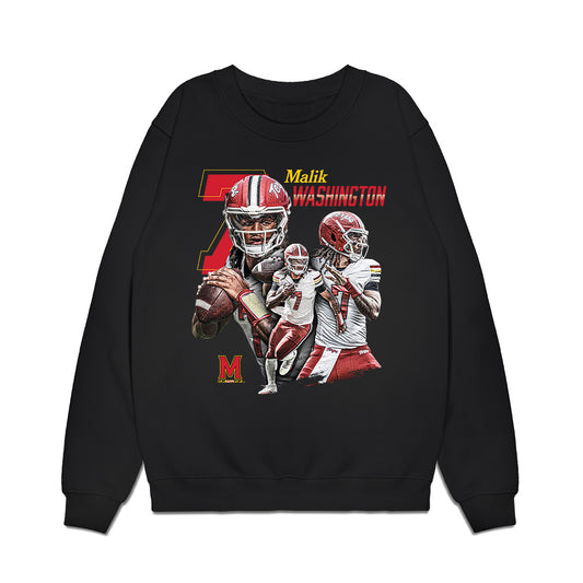 Maryland - NCAA Football : Malik Washington - Collage Premium Crewneck Sweatshirt-0