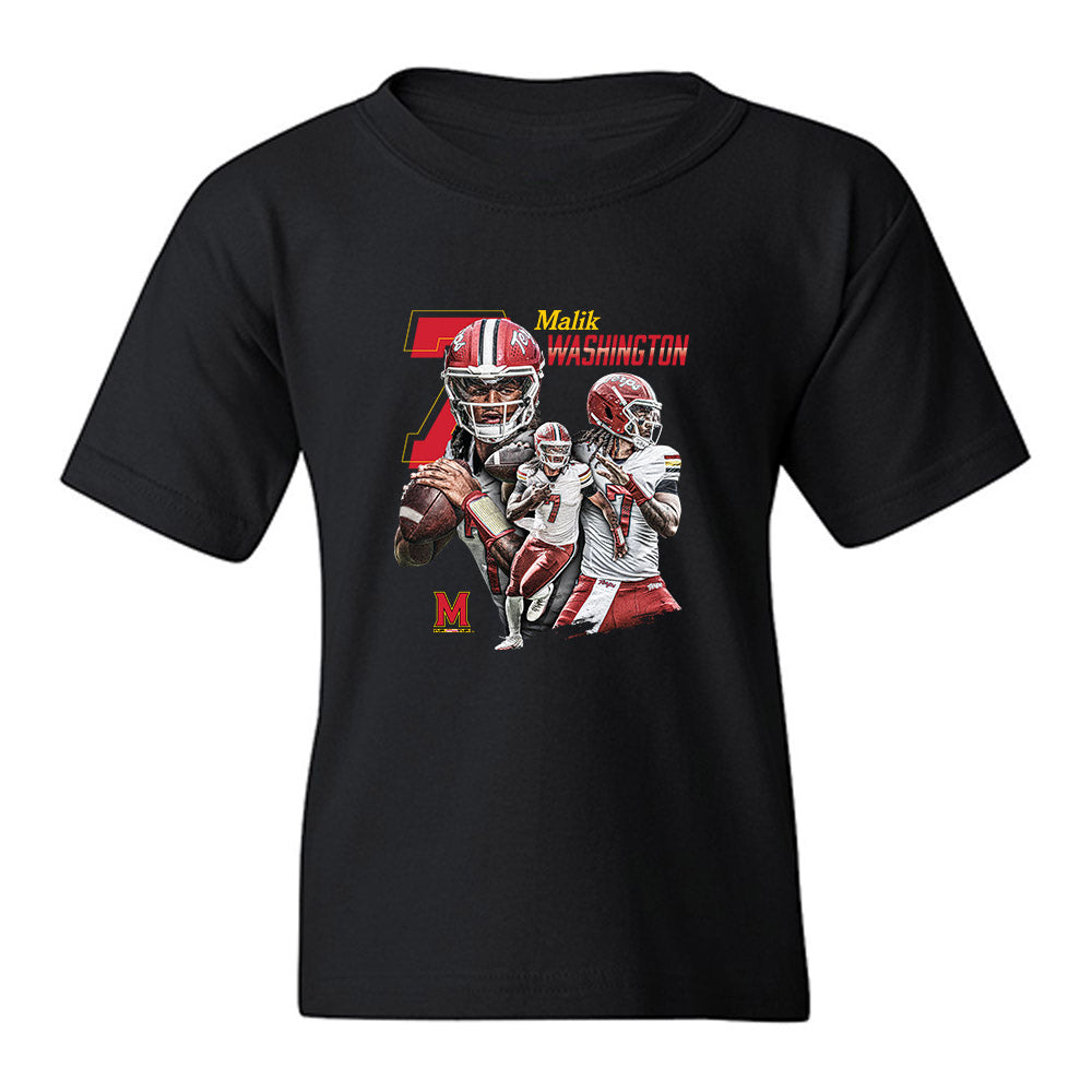 Maryland - NCAA Football : Malik Washington - Collage Youth T-Shirt-0