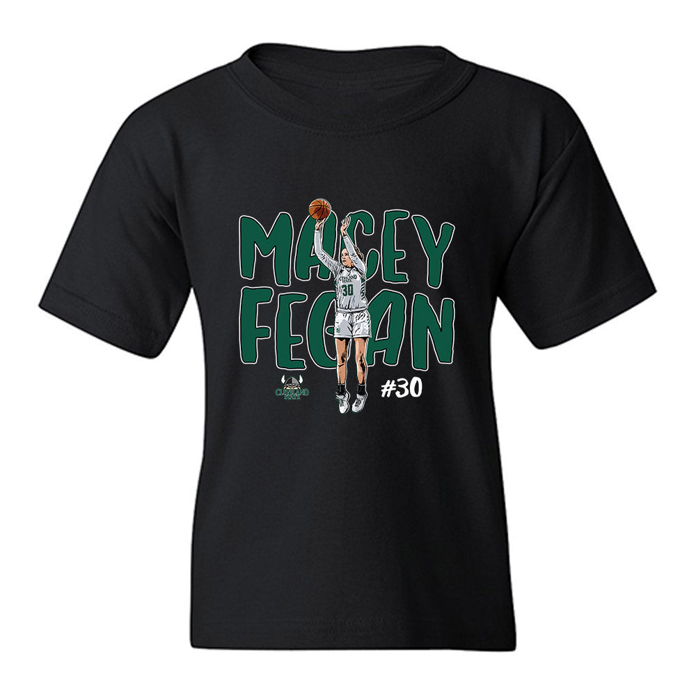 Cleveland State - NCAA Women's Basketball : Macey Fegan - Caricature Youth T-Shirt-0