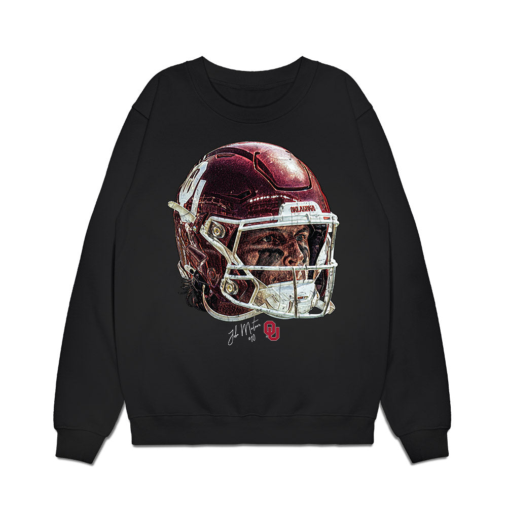 Oklahoma - NCAA Football : John Mateer - GameFace Premium Crewneck Sweatshirt-0