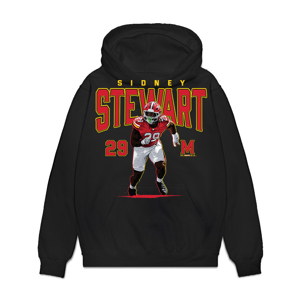 Maryland - NCAA Football : Sidney Stewart - Graphic Premium Hooded Sweatshirt-0