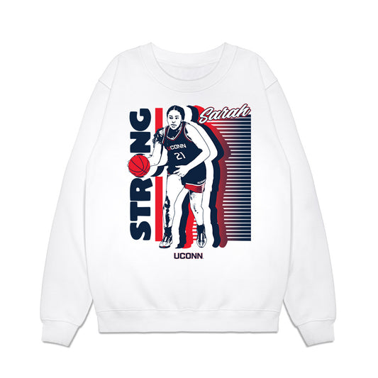 UConn - NCAA Women's Basketball : Sarah Strong - Caricature Premium Crewneck Sweatshirt-0