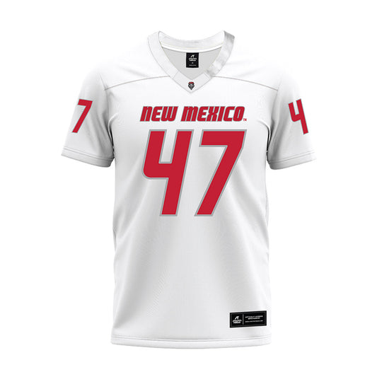 New Mexico - NCAA Football : Trey Dubuc - White Premium Football Jersey-0