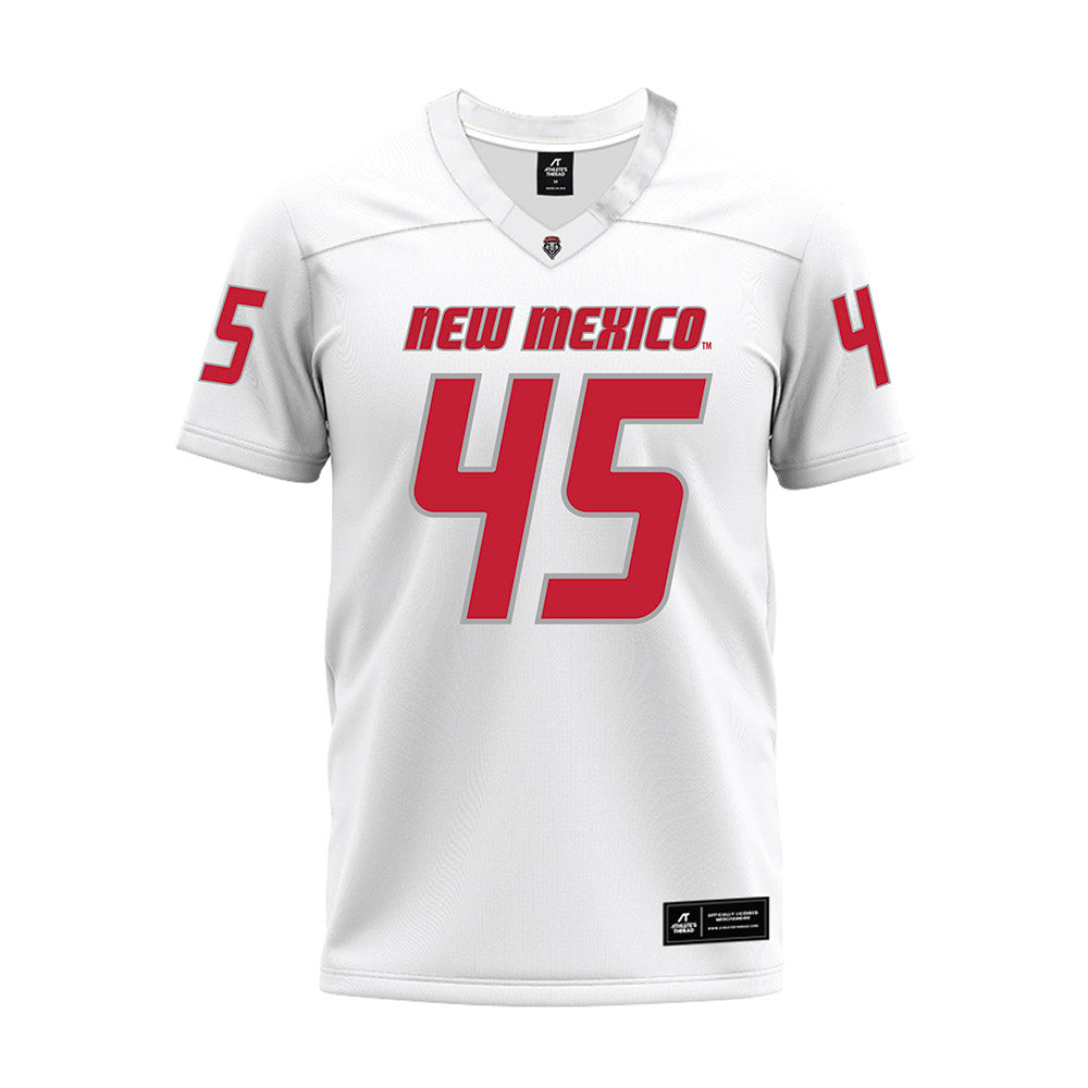 New Mexico - NCAA Football : Brett Karhu - White Premium Football Jersey-0
