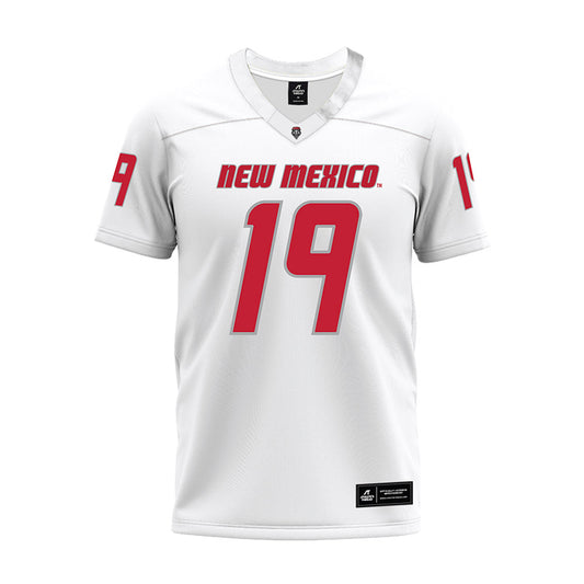 New Mexico - NCAA Football : Elijah Brody - White Premium Football Jersey-0