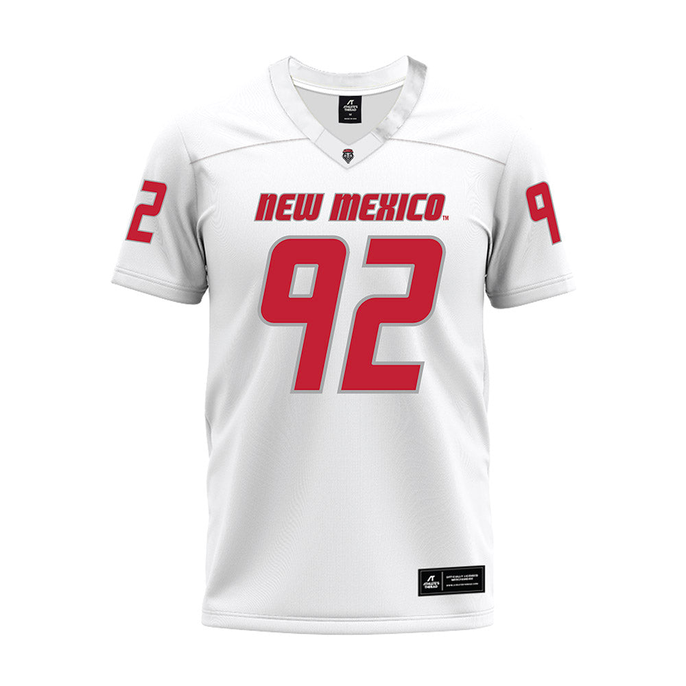 New Mexico - NCAA Football : Brian Booker - White Premium Football Jersey-0