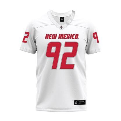 New Mexico - NCAA Football : Brian Booker - White Premium Football Jersey-0