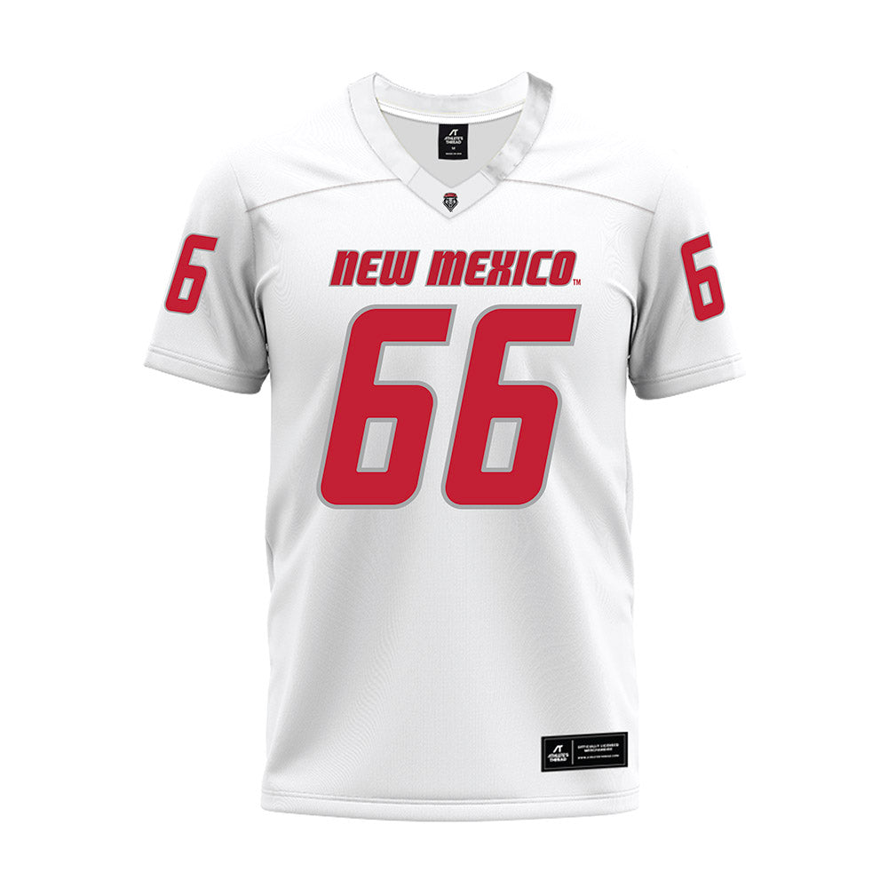 New Mexico - NCAA Football : Israel Mukwiza - White Premium Football Jersey-0