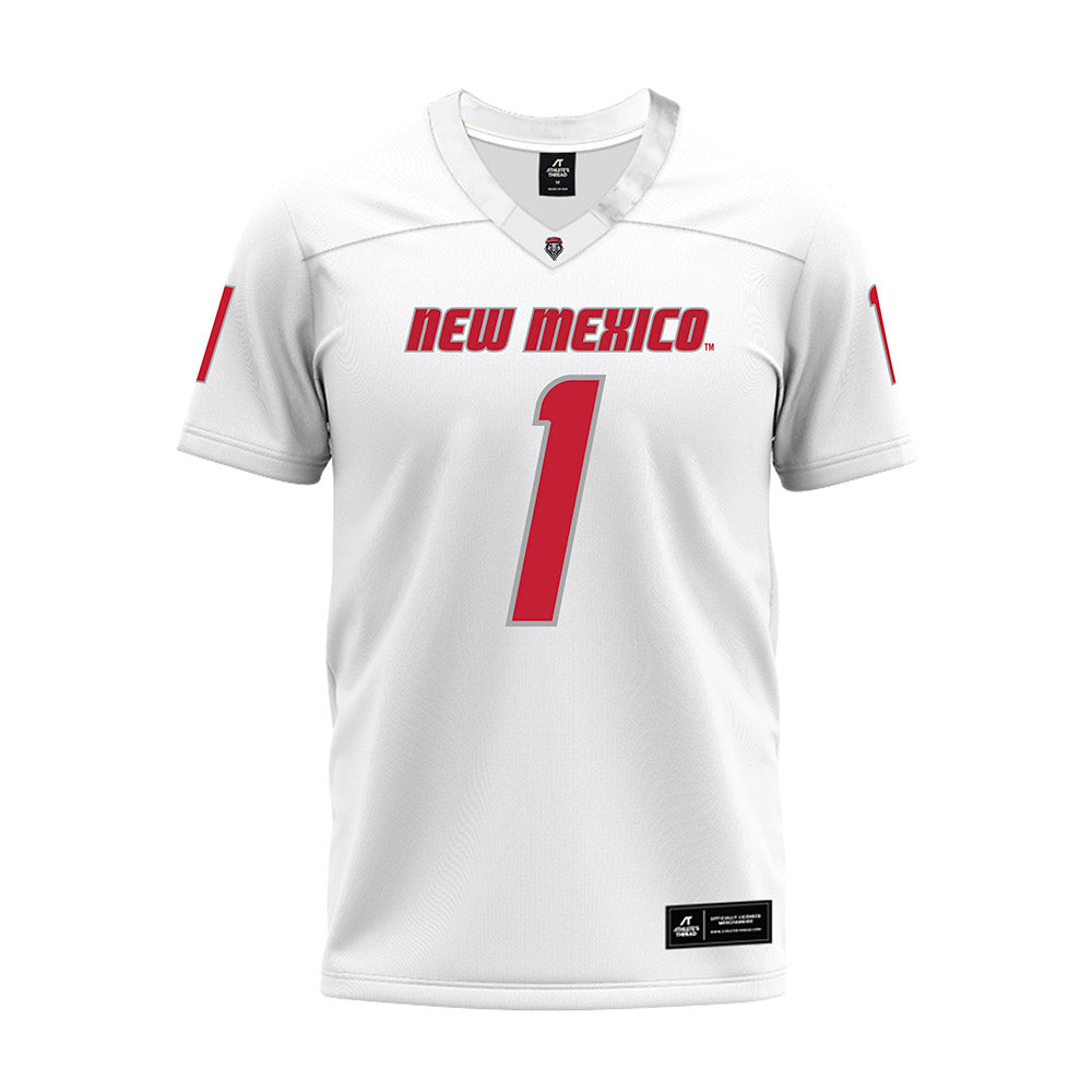 New Mexico - NCAA Football : Keyshawn James-Newby - White Premium Football Jersey-0