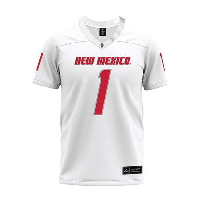 New Mexico - NCAA Football : Keyshawn James-Newby - White Premium Football Jersey-0