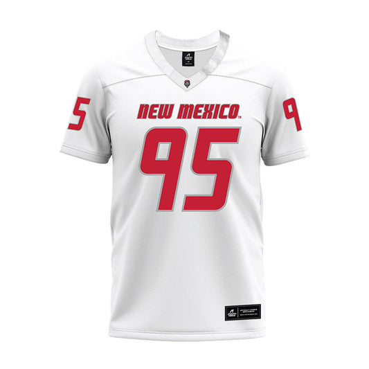 New Mexico - NCAA Football : Colby Brewer - White Premium Football Jersey-0