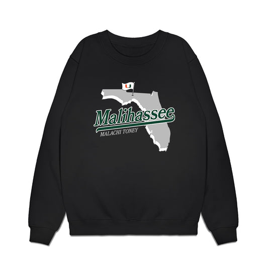 Miami - NCAA Football : Malachi Toney - MaliHassee Graphic Premium Crewneck Sweatshirt-0