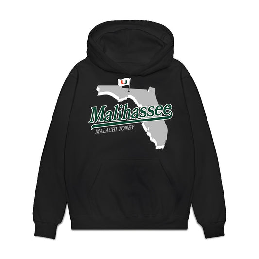 Miami - NCAA Football : Malachi Toney - MaliHassee Graphic Premium Hooded Sweatshirt-0