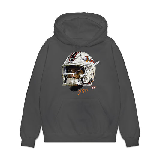 Virginia Tech - NCAA Football : Kyron Drones - Game Face Premium Hooded Sweatshirt-0