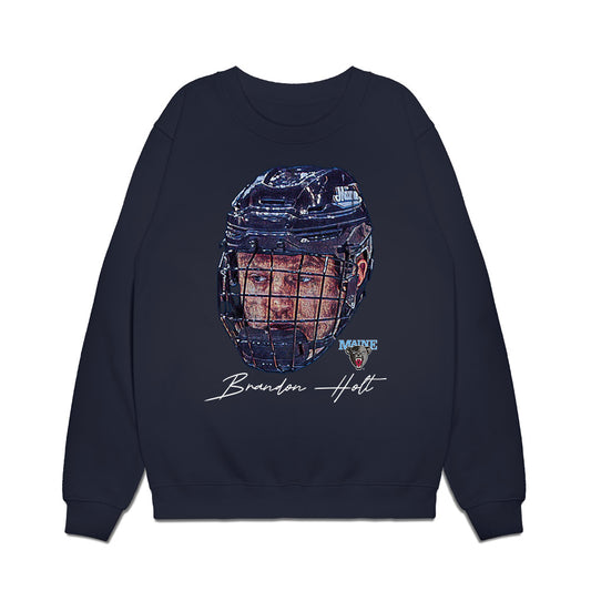 Maine - NCAA Men's Ice Hockey : Brandon Holt - Game Face Premium Crewneck Sweatshirt-0